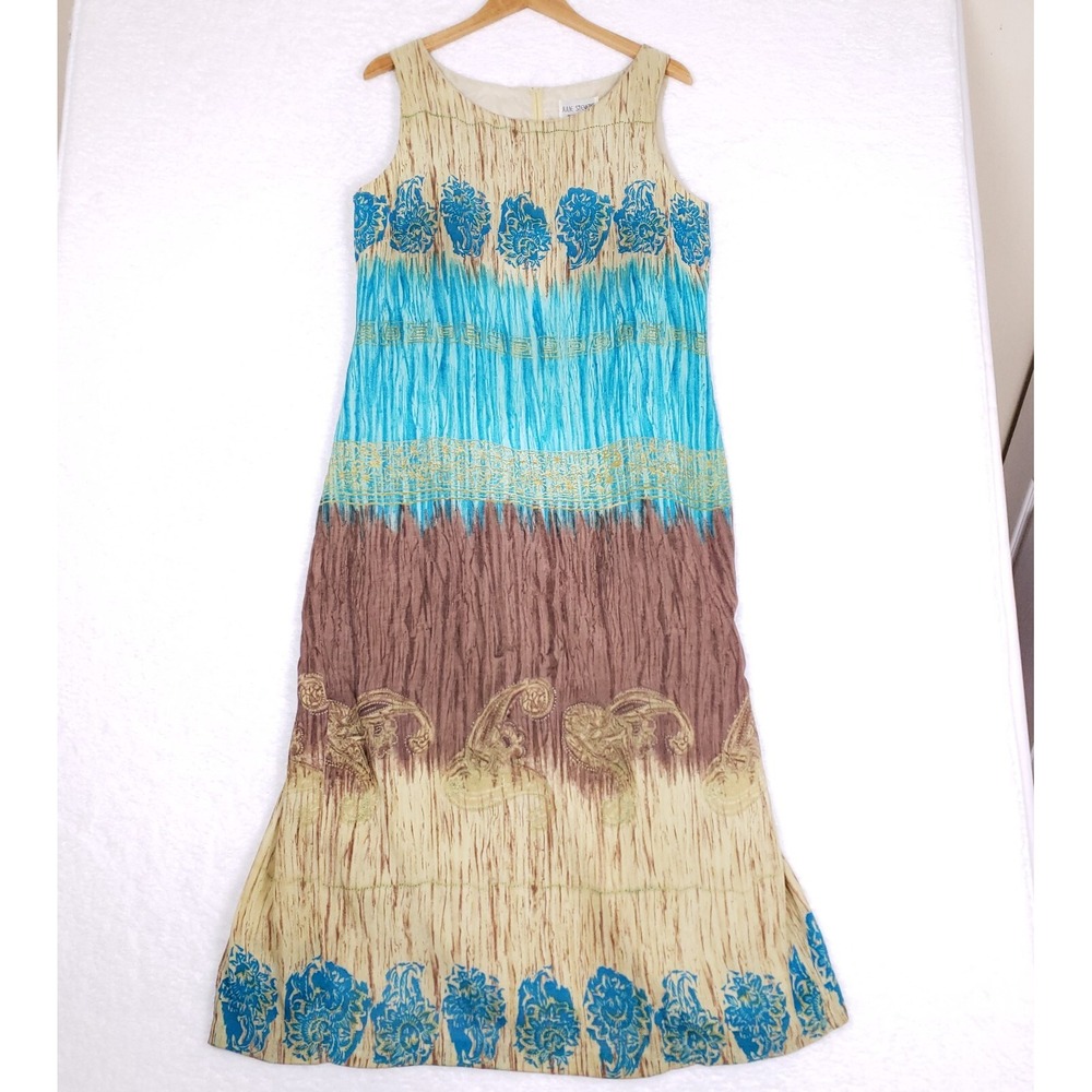 Julie Stevens Dress Sleeveless Maxi 13 14 Tribal Print Boho Resort Style VTG